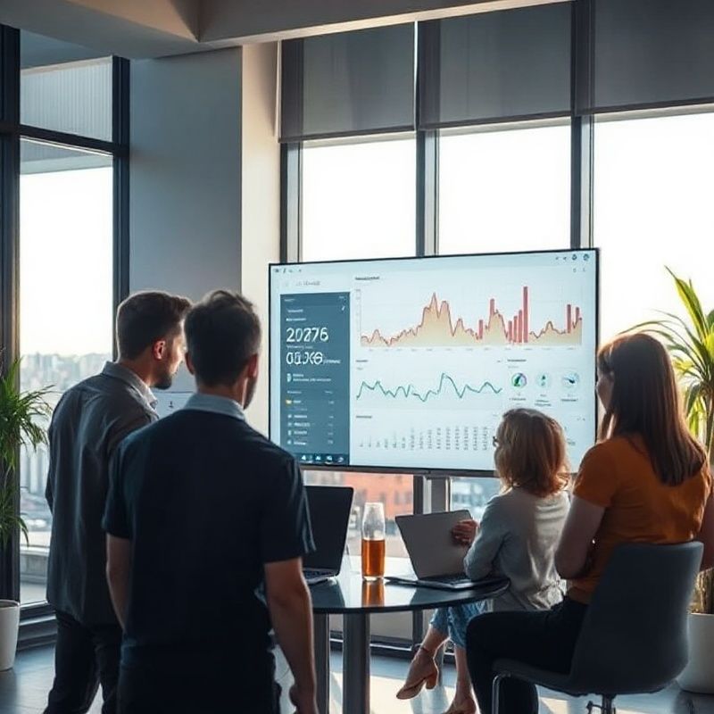 Tim Novi Radionica oko monitora s dashboardom u riječkom uredu